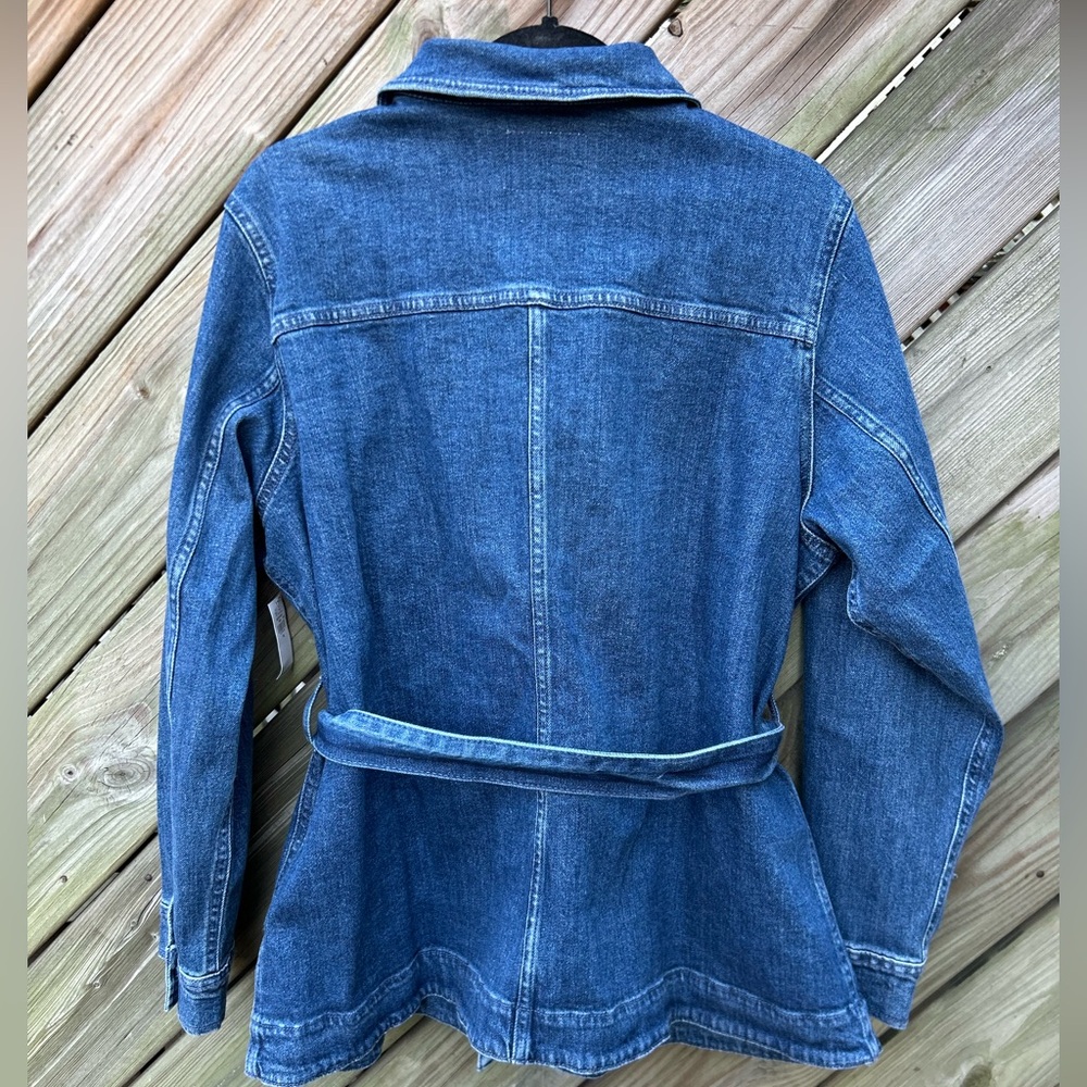 Old Navy Classic Blue Denim Utility Jean Jacket w Tie Belt size XL NWT 4 pockets - Picture 2 of 16